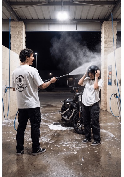 Black Nova Oversize Baskılı Unisex %100 Pamuk T-shirt Skull Rider Beyaz