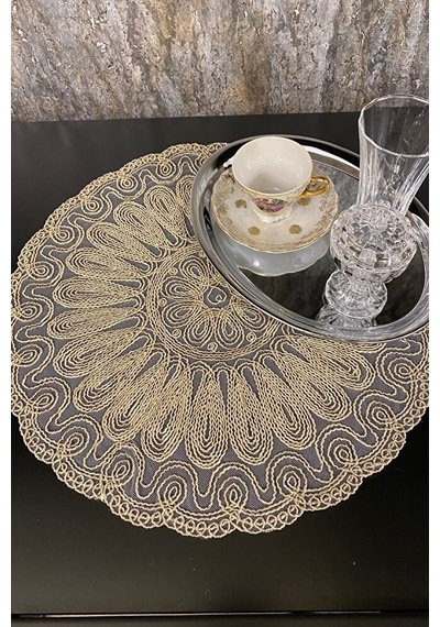 Altın Kordone Nakışlı Modern Supla Bej