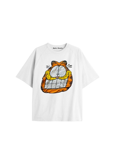 Kalic Studio Y2k Vintage Oversize T-shirt Beyaz Turuncu