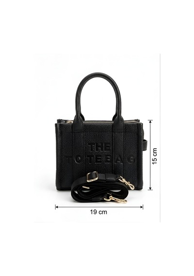 Satuna Kadın Deri Görünümlü Mini Tote Çanta - The Tote Bag Stili Siyah