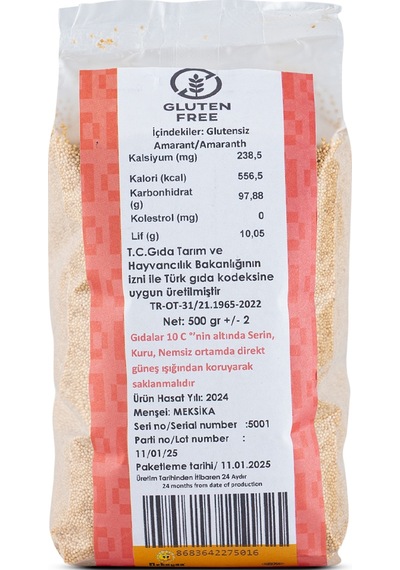 Doğal Glutensiz Amarant 500 Gr