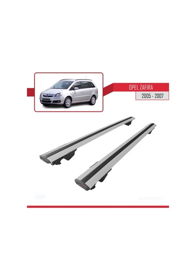 Opel Zafira 2005-2007 Arası İle Uyumlu Hook Model Anahtar Kilitli Ara Atkı Tavan Barı Gri