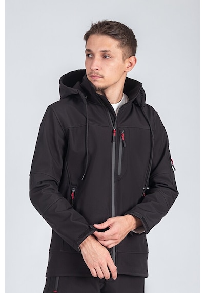 Vatan Tekstil Suya Dayanıklı Slim Fit Softshell Kapüşonlu Erkek Mont Siyah