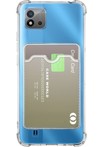 Kvy Realme C11 2021 Kamera Korumalı Kartlıklı Setra Şeffaf Silikon Kılıf