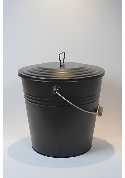 15 Litre Kapaklı Metal Siyah Kova - Çok Amaçlı Saklama Kabı Ve Saksı 30x27/23 Cm
