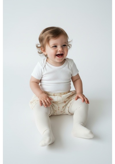 Tiffany Baby & Kids Müslin Rose Dream Tasarımlı Lastikli Şort Ekru