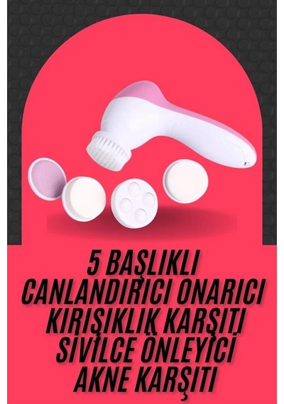 Mey İthalat Cilt Temizleme Ve Masaj Aleti 5 Başlıklı Akne Ve Sivilce Önleyici