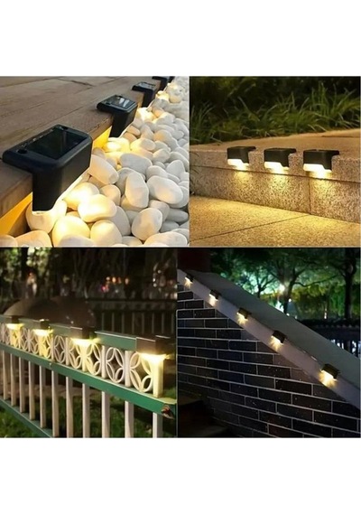 Sanec 4 Adet Solar Güneş Enerjili Şarj Edilen Köşebent Merdiven Veranda Bahçe Led Lamba Diğer