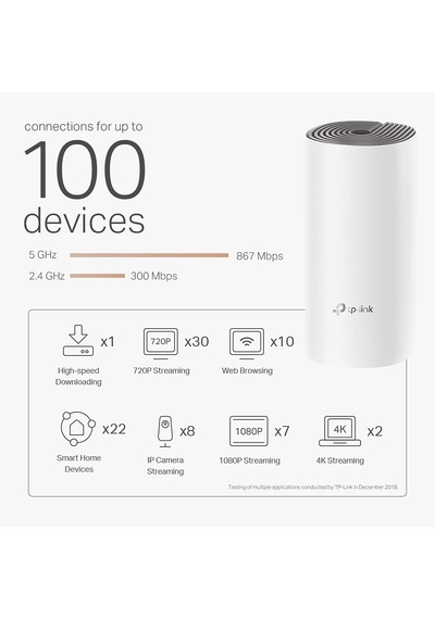 Tp-link Deco E4 3-pack , Ac1200 Mbps, Dual-band, 10/100mbps Portl