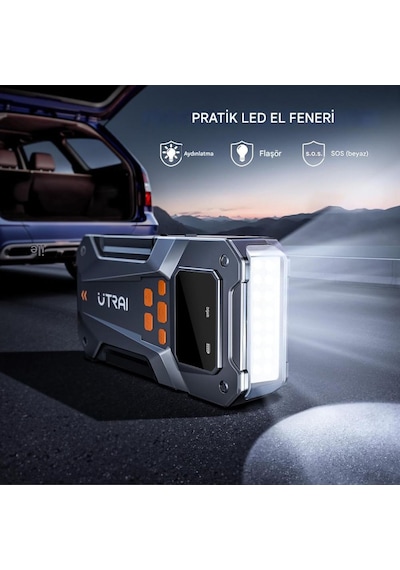 UTRAI Jstar JS20 10000mAh 5000A Jump Starter Taşınabilir Akü Takviye Cihazı + Lastik Şişirme Pompası (18W QC3.0 + Çanta + LED Lamba + Powerbank + Eldiven)