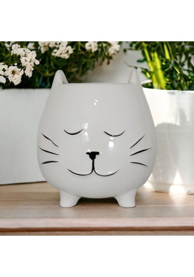 T.concept Kedi Figürlü Ayaklı Porselen Saksı