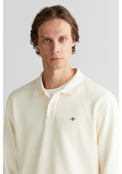 Gant Jakarlı C Yakalı Erkek Krem Uzun Kollu T-shirt-11286 Krem