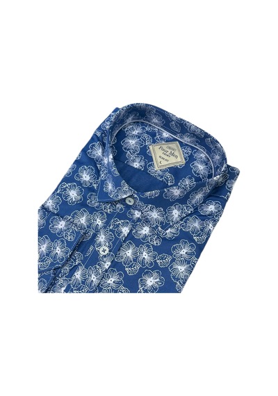Slim Fit Pamuklu Uzun Kollu Cepsiz Gömlek Slim Fit Kalıp Mavi