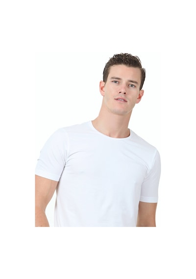 Beyaz Pamuk Karışımlı T-shirt Beyaz
