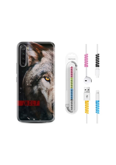 Xiaomi Redmi Note 8 Kılıf +Kablo Koruyucu Wolf Eyes 1758