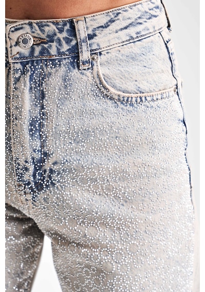 it's basic Kadın T.kot Rengi T-4s5-90 Parlak Taşlı %100 Koton Tasarım Straight Fit Denim Jean Kırmızı