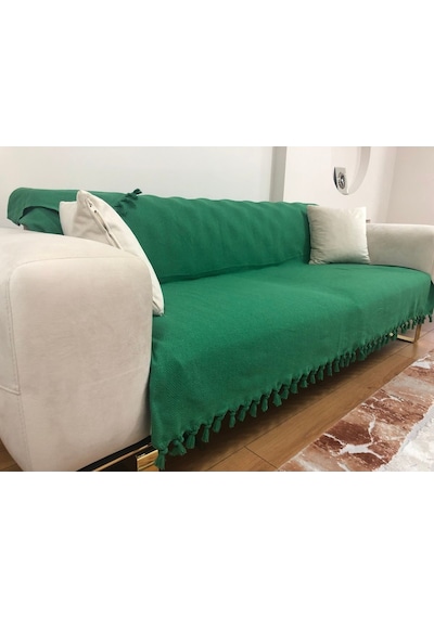 Yeşil Koltuk Örtüsü Balık Sırtı Desen 180 210 Benetton Yeşil