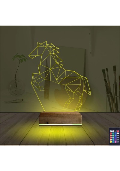 Luvivia At Tasarım Polygonal 3d Lamba - Masa Gece Lambası V2 Şeffaf