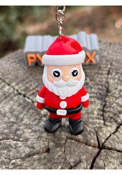 Noel Baba Yılbaşının Mini Gücü 3d Hareket Ettirilebilir Mini Anahtarlık 6 Cm Beyaz - Kırmızı