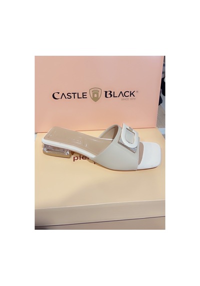 Arme Cıty Castle & Black Ac35828 Kısa Topuk Önü Taşlı Rahat Şık Terlik Bej
