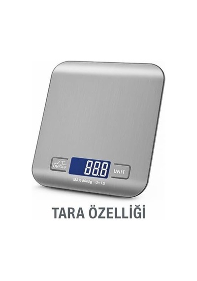Dijital Mutfak Terazisi 5000 G / 1 G Hassasiyetli Paslanmaz Çelik Tartı, Lcd Ekranlı, Akıllı Otomatik Kapanma Özelliği, Gram, Ons Ve Mililitre Ölçer Açık Bej