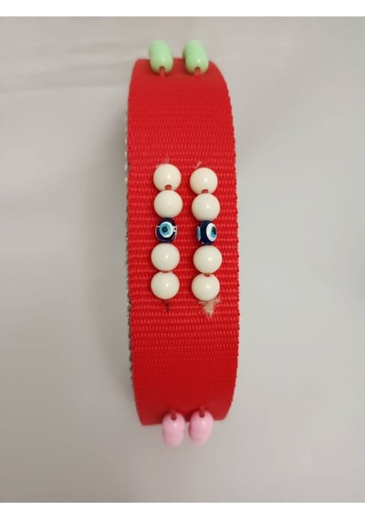 Kozaklı 10469 Süslü Boncuklu El İşlemeli Köpek Tasması Kırmızı 70 x 4 CM Kırmızı