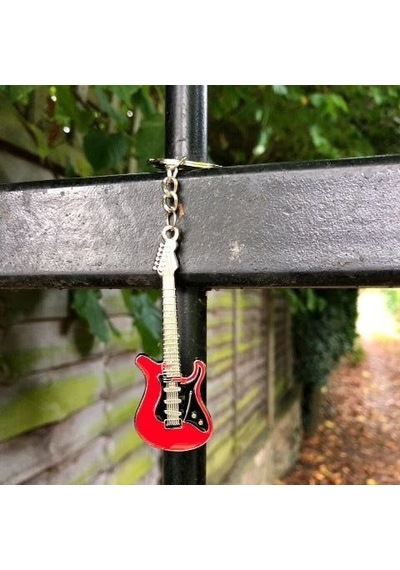 Herşey Nota Gitar Kırmızı Gitarist Hediye Anahtarlık Veya Çanta Süsü