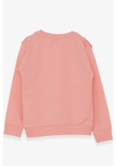 Kız Çocuk Sweatshirt Güpürlü Somon (4-9 Yaş)