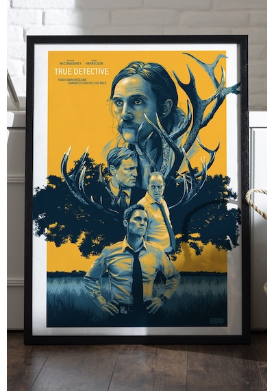 True Detective Siyah Ahşap Çerçeveli Poster, Film Duvar Tablosu