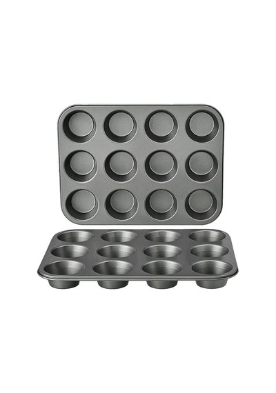 12 Li Muffin Kalıbı Teflon Çelik 100 Muffin Kağıtlı 719516 Çok Renkli