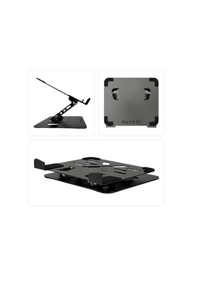 Prexua Flexer Ayarlanabilir Ergonomik Laptop Standı - Tablet Standı - Metal - Siyah - Flx2320bl Siyah 1