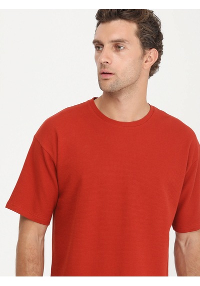 Kip Kiremit Bisiklet Yaka T-shirt Çok Renkli