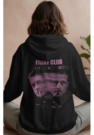 Sevbano Fight Club Film Tyler Durden Sırt Baskılı Unisex Oversize Premium Siyah