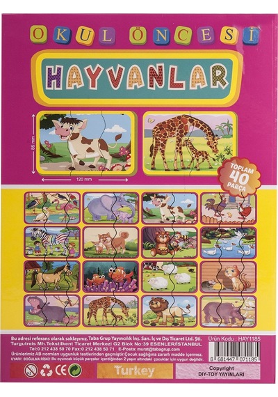 2 Ve 3 Parçalı Hayvanlar Tamamlama Kartları