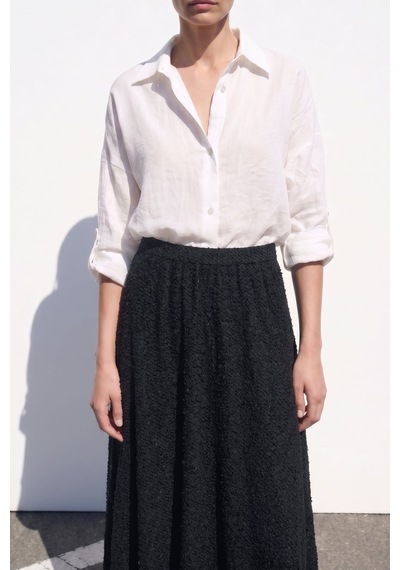 Sateen Dokulu Kloş Etek - Siyah-137412