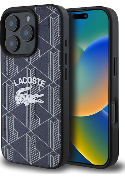 Apple iPhone 16 Pro Max Uyumlu Kılıf Lacoste  Lisanslı Magsafe Özellikli Mono Vintage Logo Lacivert