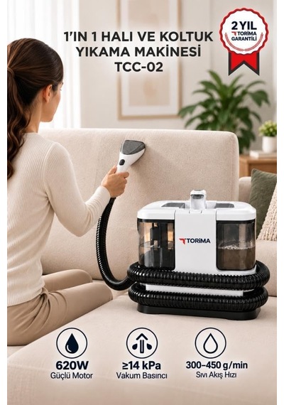 Torima Halı Ve Koltuk Yıkama Halı Temizleme 1ın1 Leke Çıkartma Makinesi Tcc02 Beyaz