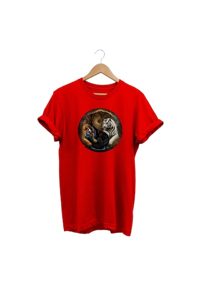 Leopar Baskılı Kırmızı T-shirt Kırmızı