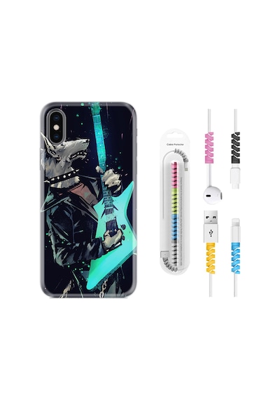 Apple Uyumlu iPhone XS Max Kılıf Kablo Koruyuculu Dog Guitar 1789