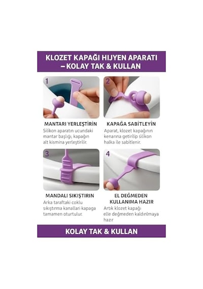 Klozet Kapağı Hijyen Aparatı Eller Değmeden Tuvalet Kapağı Kaldırma Silikon Esnek Yapı, Kolay Montaj, Hijyenik Kullanım, Ev Ve Ofis İçin Uygun 2 Adet Açık Ahşap