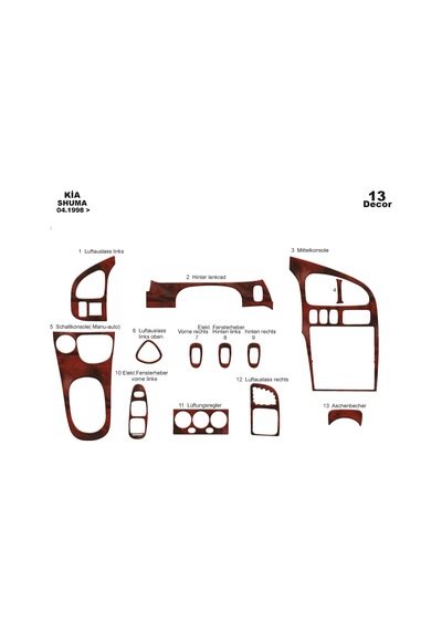 Kia Shuma Torpido Kaplama 1998 13 Parça Maun