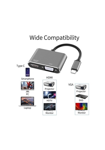 USB Type C 3.1 to Hdmi Vga 4K Type-C To HDMI Çevirici Adaptör