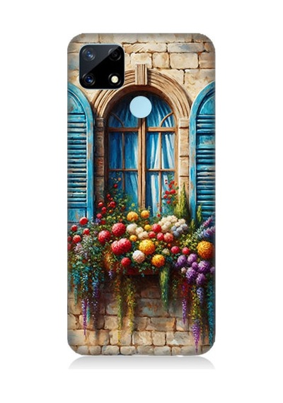 Realme 7i Uyumlu Pencereden Renkli Hayat Desenli Silikon Kılıf Çok Renkli