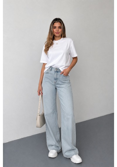 Stilera Kadın Oversize Basic Kısa Kollu Bisiklet Yaka Düz Tişört Beyaz
