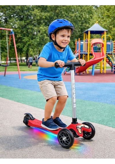 Tois Colorwase Led Işıklı 4 Kademe Ayarlanabilir 3 Tekerlekli Scooter - Kırmızı