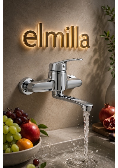 Lüx Premium Krom Alttan Borulu Mutfak-lavabo Bataryası Çeşmesi Musluğu Çift Su Girişli Modern Tasarım