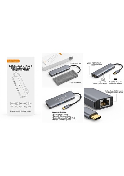 Cablecreation 7 İn 1 Type-c Usb Hub