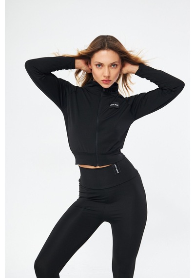 Lesa Wear İçi Polarlı Yumuşacık Şardonlu Kaşkorse Crop Likralı Hırka Siyah