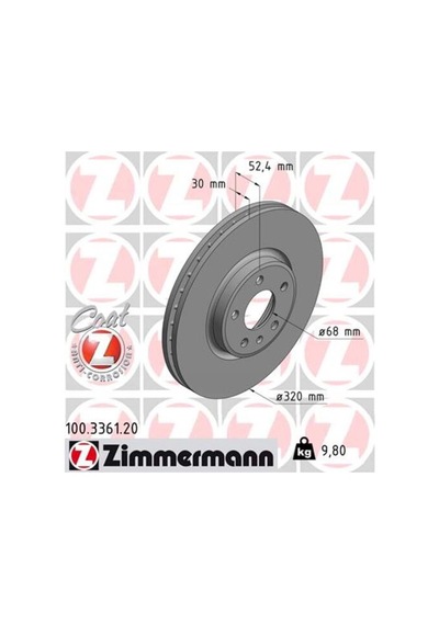 Zimmermann 100.3361.20 Ön Fren Aynası A4-a5-a6-a7-q5 320x30x28 Havalı 0986479c49-df6148 8r0615301