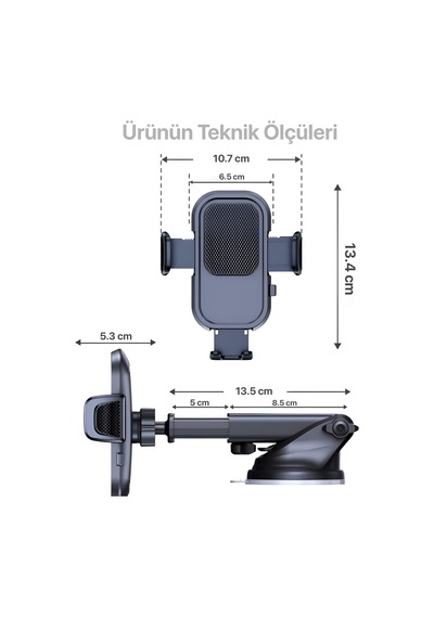 Otomatik Klipsli Araba Telefon Tutucu Cam Ve Torpido İçin Yüksek Kalite Yapışkan, Ayarlanabilir Yükseklik Ve Yakınlık Ergonomik Tasarım 2 Mixed